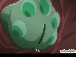 Busty hentai được điện shocks và dương vật giả robotic fucked lược