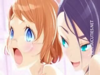 Grande titted 3d hentai lesbianas beso